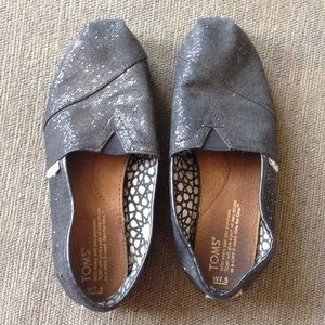 Glitter Bling Black Toms Slip on Flat Shoes Sz 7.5